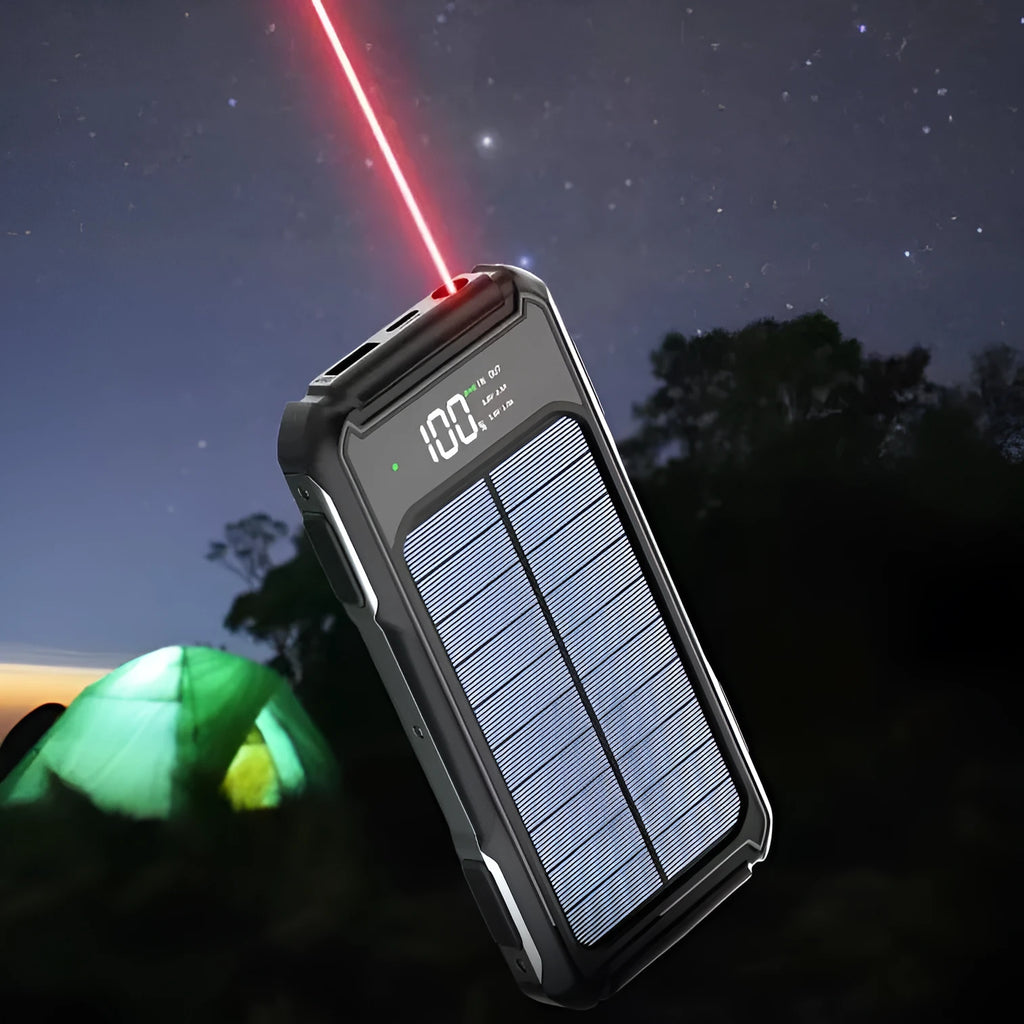 Military grade power bank in black, green, or orange showing compact size and USB ports.