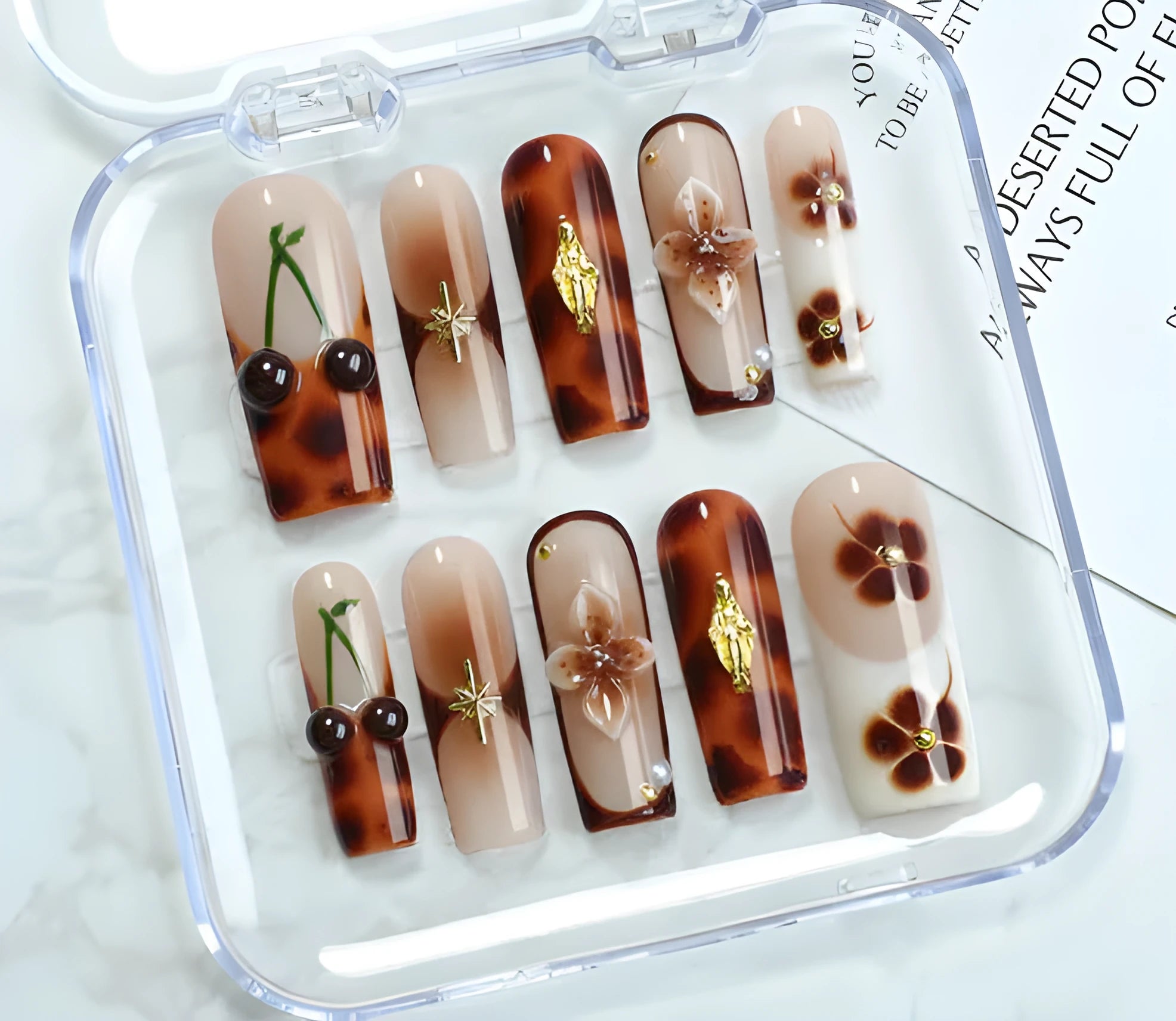 Nail painting kit containing nail patches, jelly glue, and a rubbing strip in colour SGJ-A2-0026.
