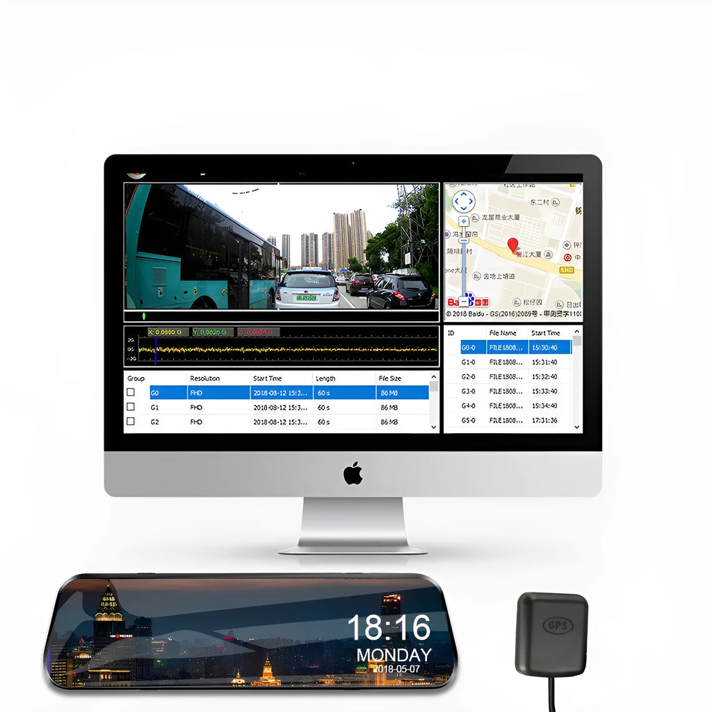10 inch HD rearview mirror driving recorder with 170° wide angle 12MP camera in black