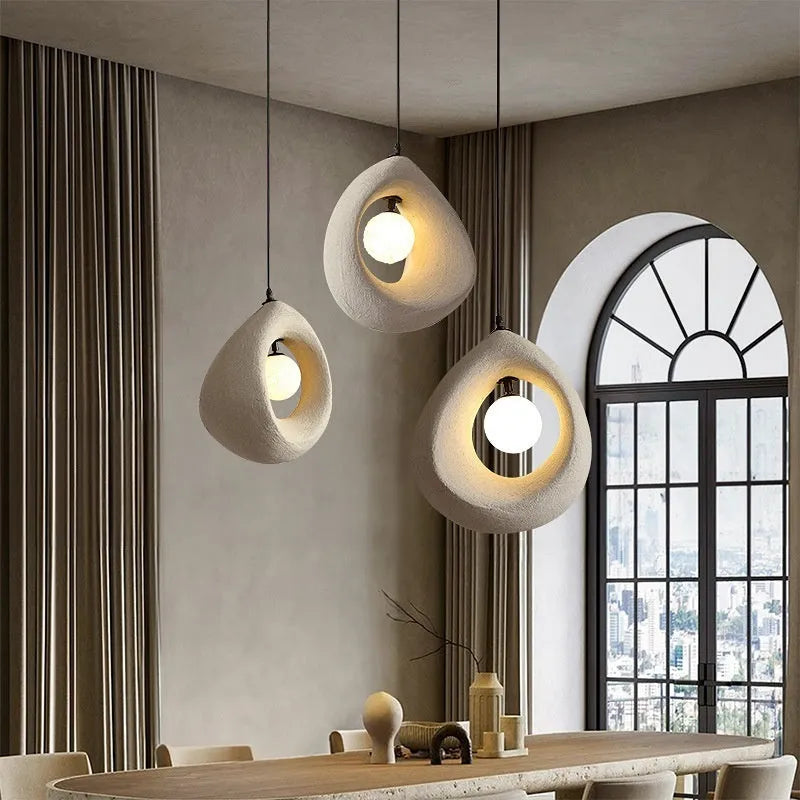 Retro restaurant style pendant chandelier with milky white 32x35cm lampshade