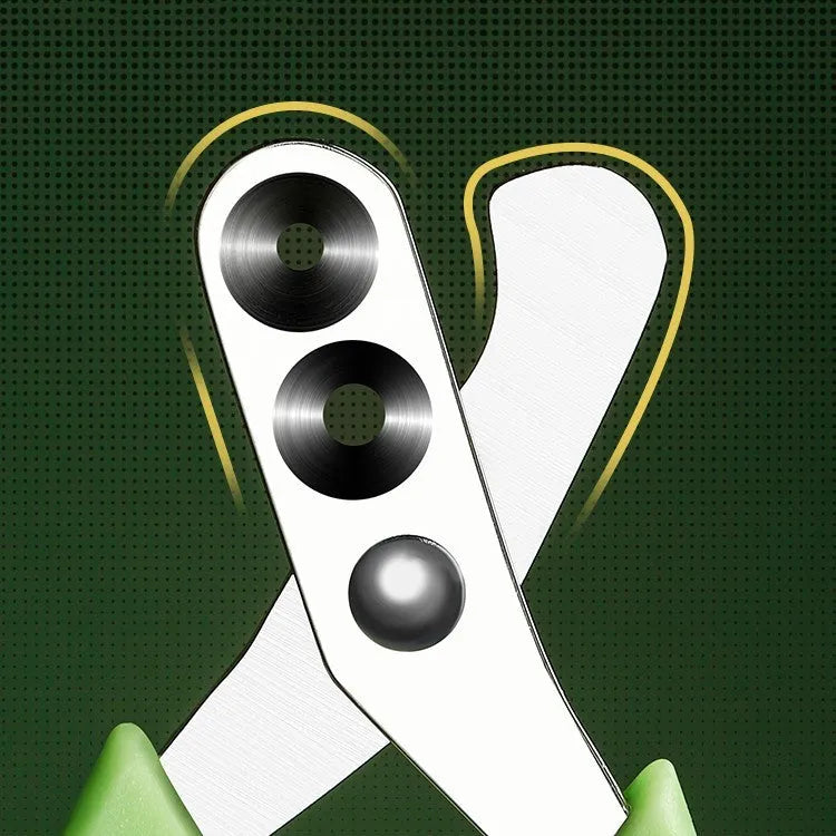 Manual cat nail clippers with round metal blade and green handle, designed for even nail cutting and split prevention