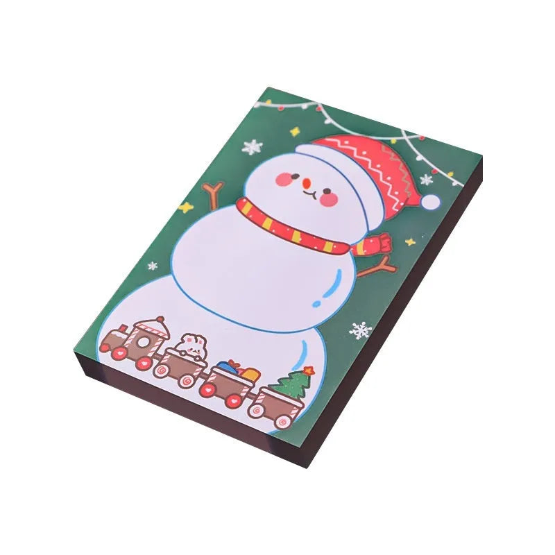 Christmas sticky notes set showing eight festive designs including Santa Claus, Snowman, Elf, and Christmas Bear patterns
