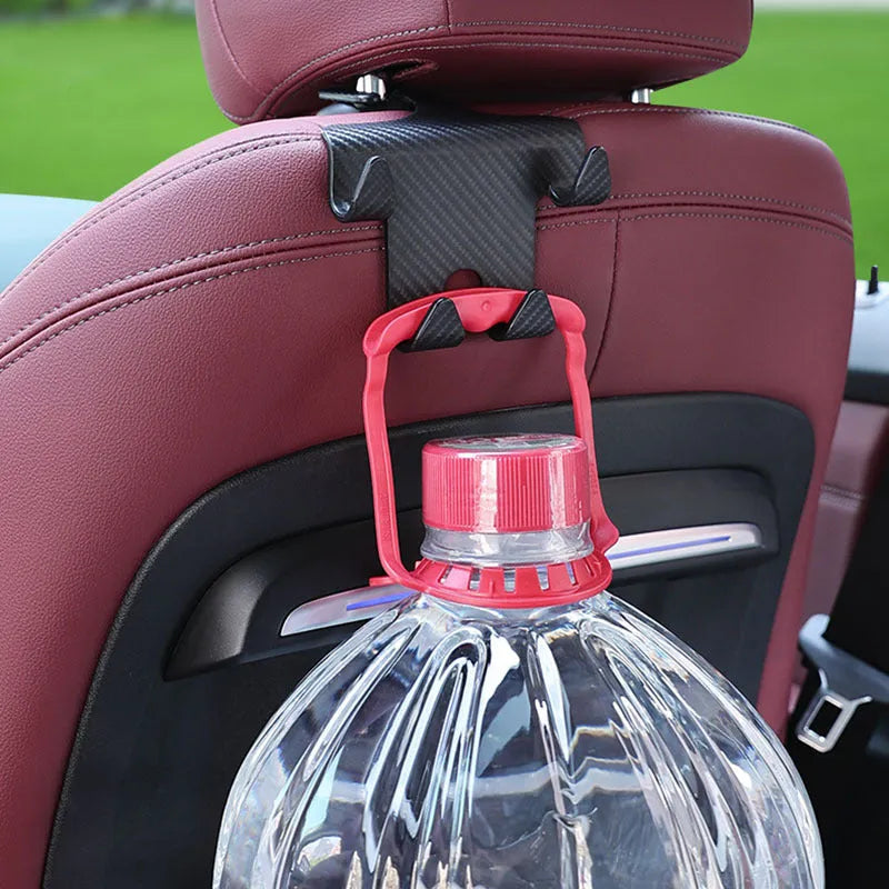 Black ABS car hook bracket with integrated mobile phone holder for rear seat organisation