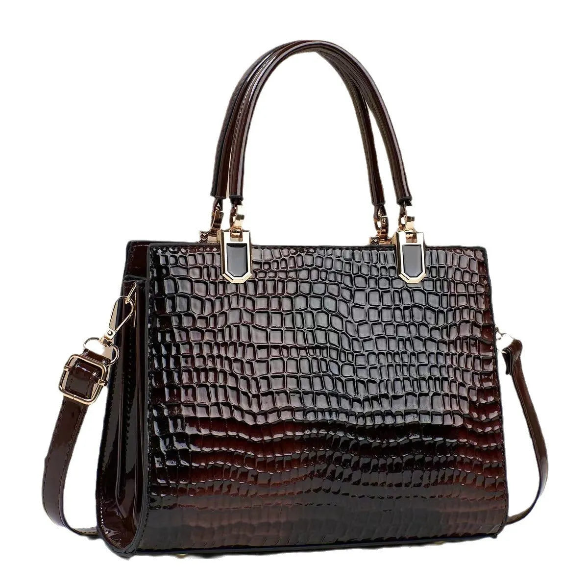 Large capacity soft PU women's one shoulder handbag in a horizontal square shape, showing internal zipper compartments.