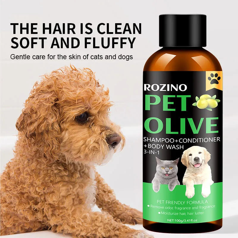 Olive deodorant mite removal lasting fragrance three-in-one pet shampoo 100g for cats and dogs