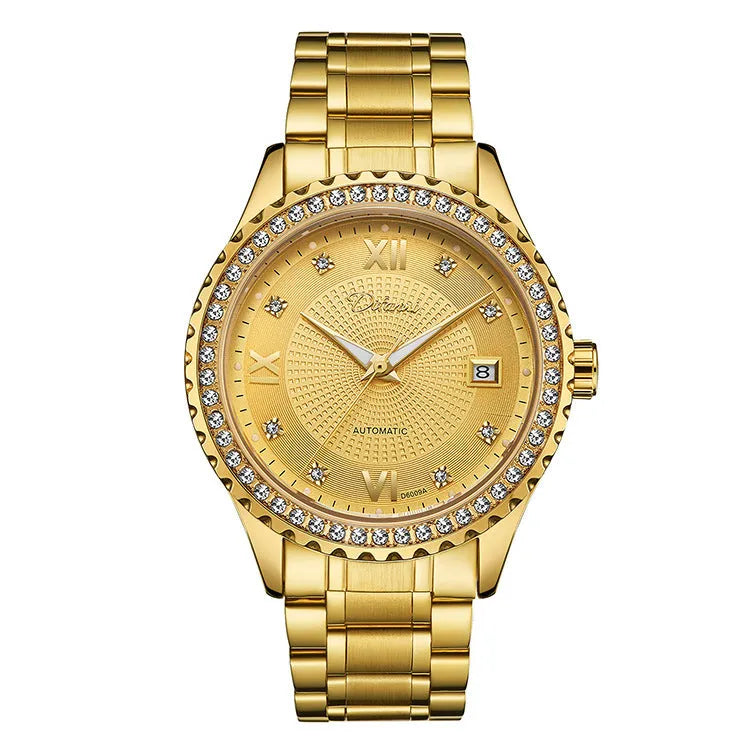 Men's automatic mechanical watch with luminous hands and waterproof design in business style