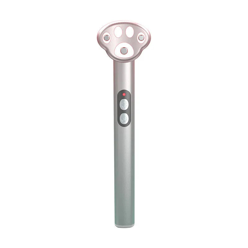 Gradient pink cat's paw shaped eye massager with micro-current vibration and light therapy functions