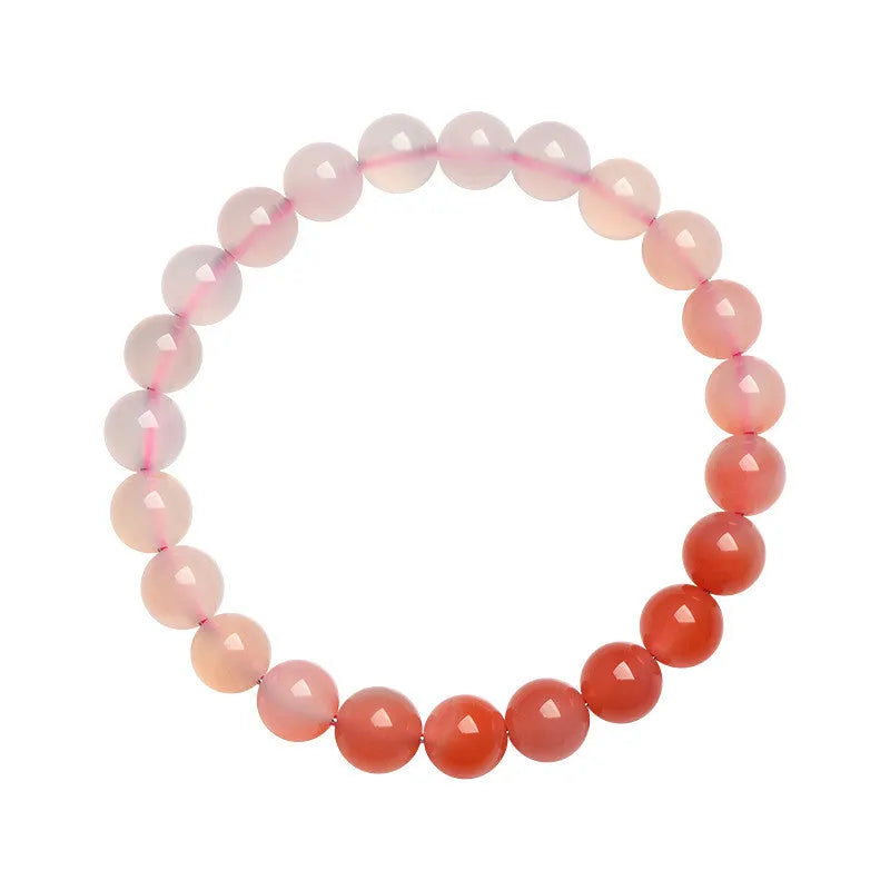 Natural gradient Yanyuan agate bracelet showing geometric beads in a salt source colour tone.