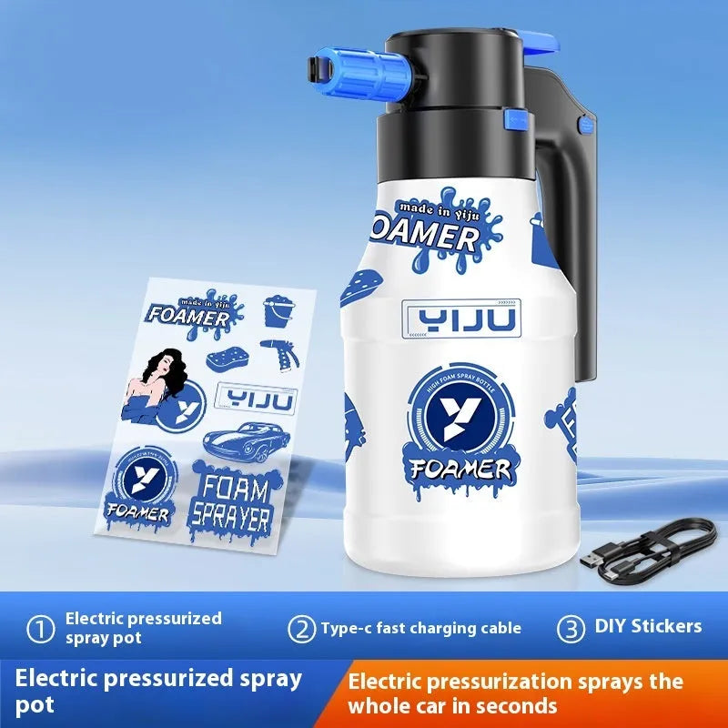 Hand-held high-pressure car wash foam sprayer with 2L capacity container in polypropylene construction