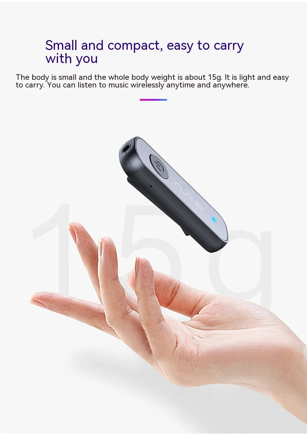 Black Bluetooth adapter 35mm with ABS casing on white background