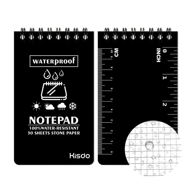 Waterproof spiral notepad with stone paper pages in camouflage pattern