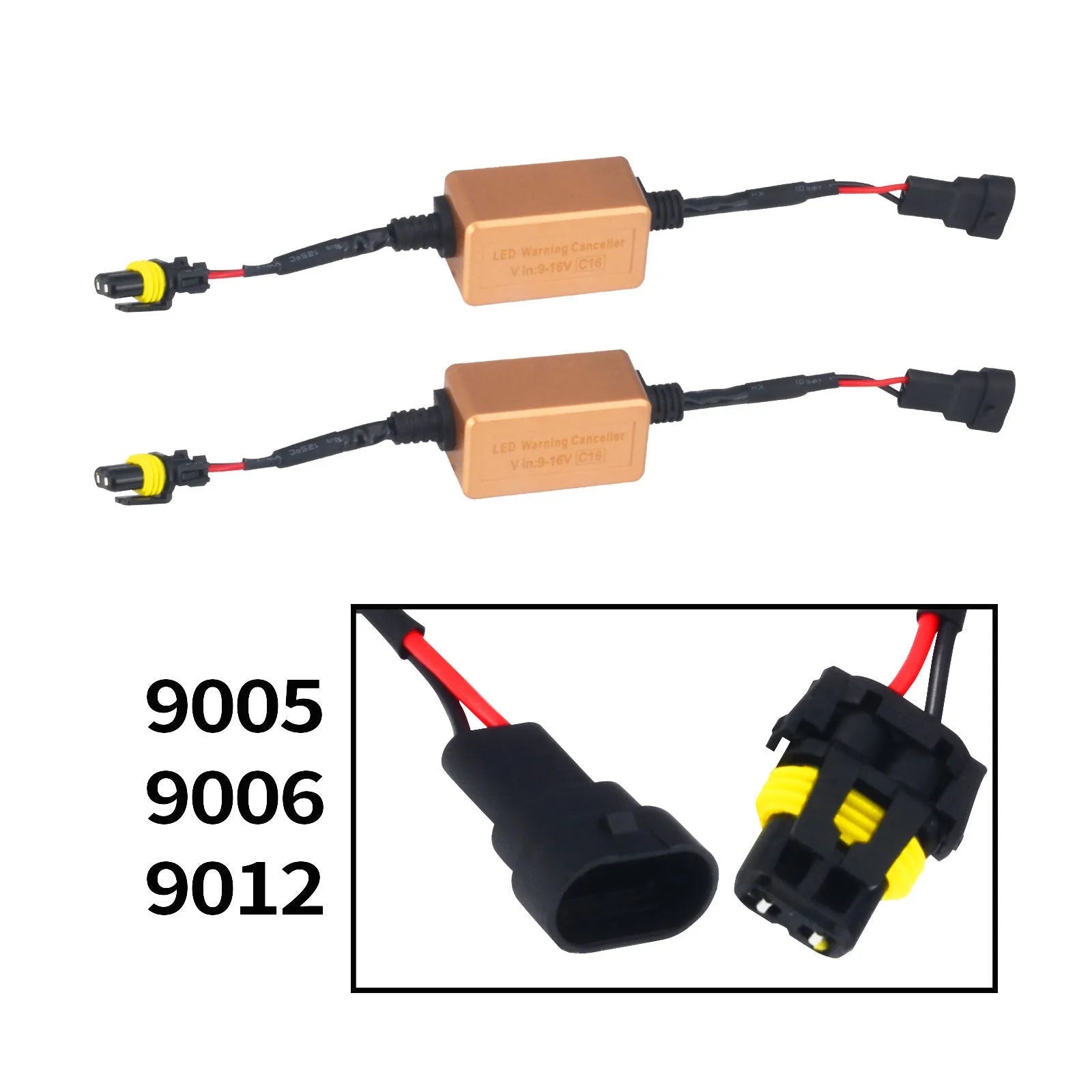 Black alloy LED car headlight Canbus decoder module for H4 H7 H11 bulbs on a plain background.