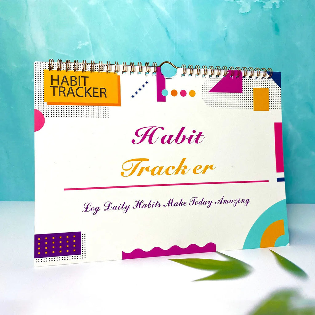 A4 habit tracking notebook with 12 pages in multiple colour options