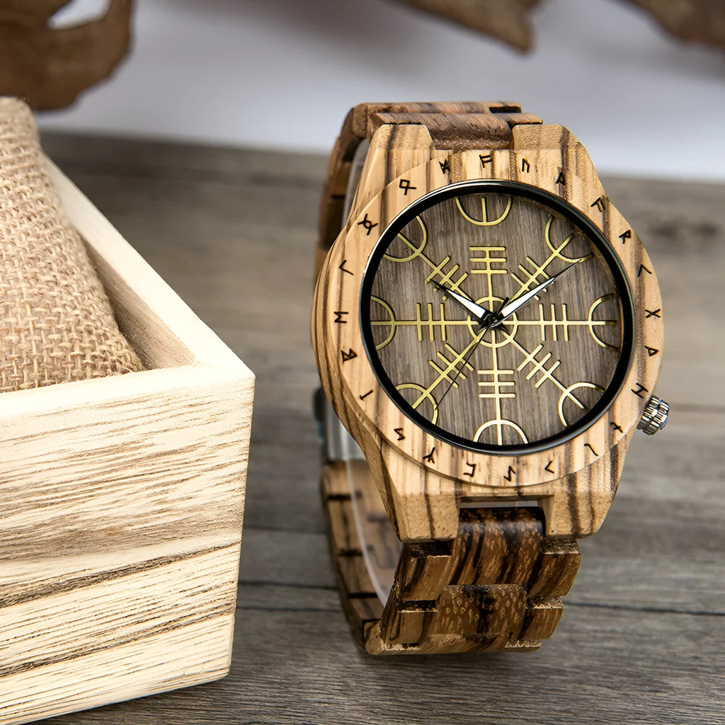 Leisure ebony wood watch with quartz movement and mineral glass, casual style