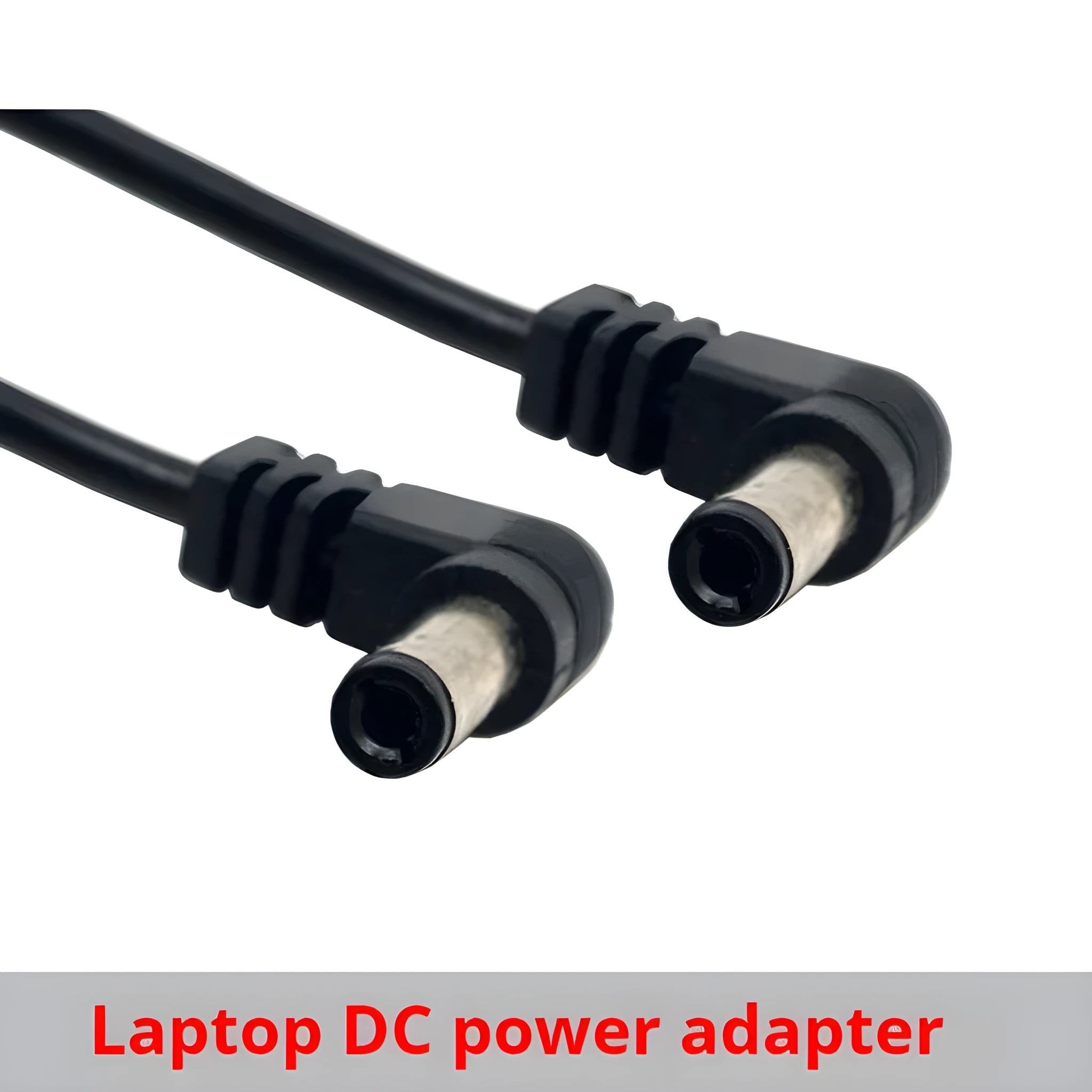 Black 90-degree double bend DC power extension cable 60cm long with copper wire and tuning fork port