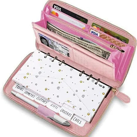 Anti-theft card holder wallet in multiple colours showing card slots and RFID protection.