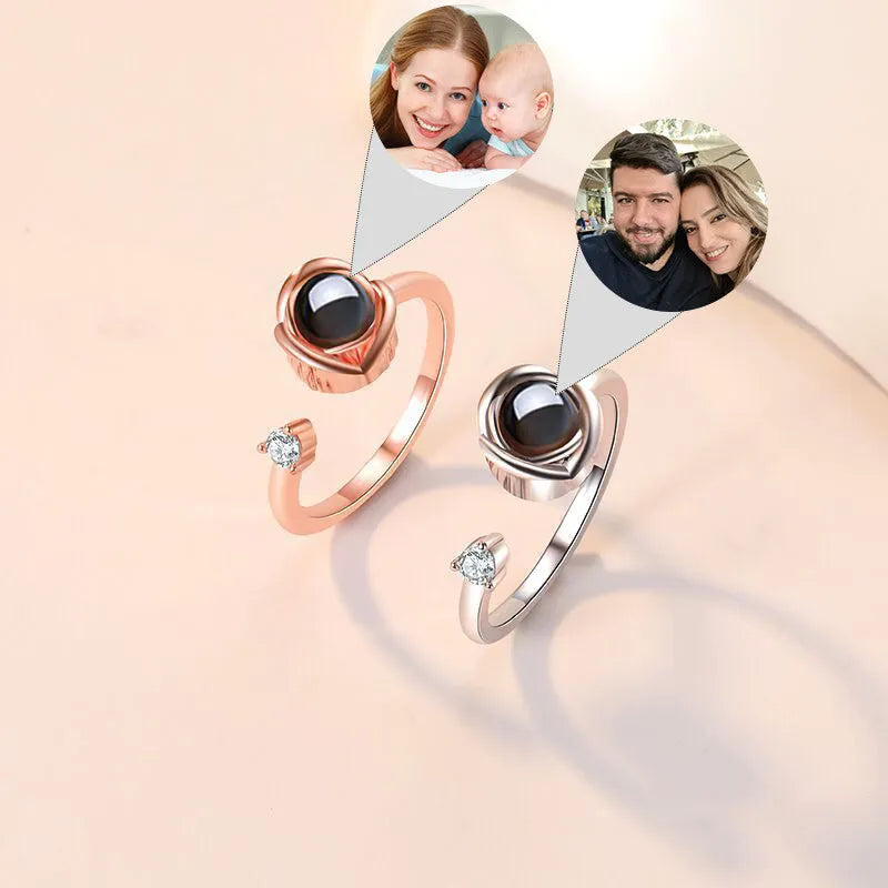 Projection custom couple ring in rose gold copper with adjustable band