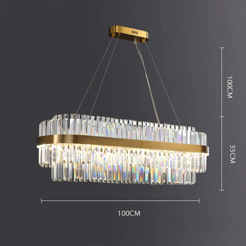 Stainless steel crystal chandelier with adjustable height for atmospheric restaurant and bedroom lighting