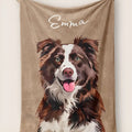 Custom picture blanket with dog pattern on flannel in cartoon style, available in 125x150cm and 150x200cm sizes