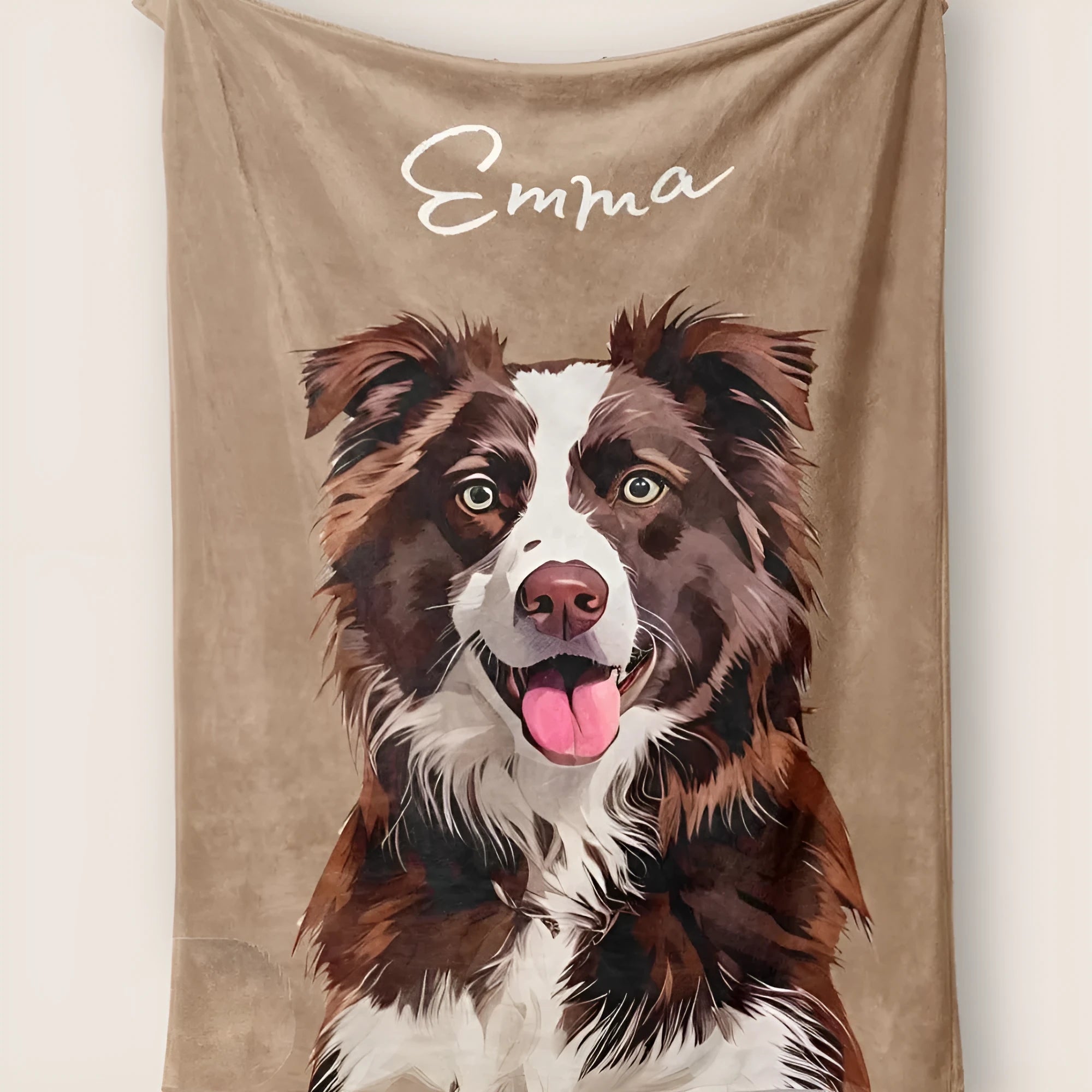 Custom picture blanket with dog pattern on flannel in cartoon style, available in 125x150cm and 150x200cm sizes