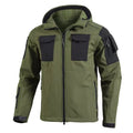 Fleece-lined soft shell jacket for adults, windproof and waterproof, hooded, in black grey or green