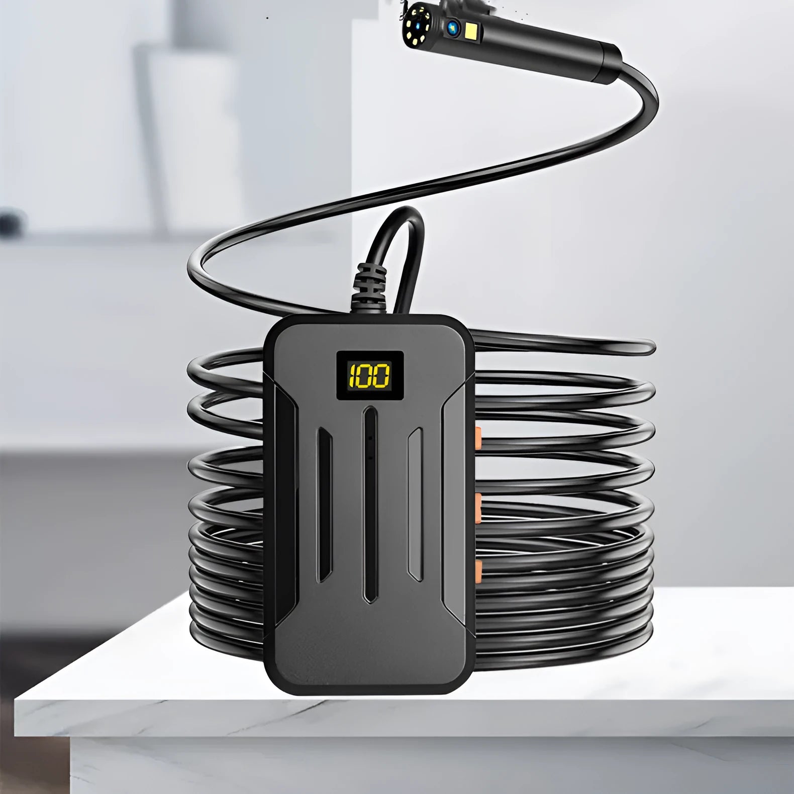 Wireless dual lens endoscope with 5.5mm and 8mm probes, hook and magnet accessories for inspection