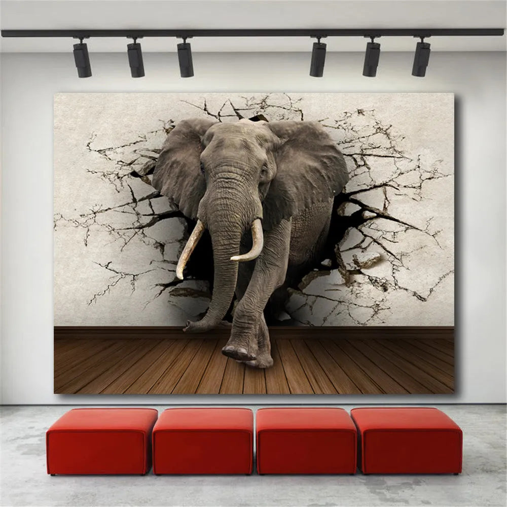 Creative home decor elephant canvas painting in grey oil on canvas