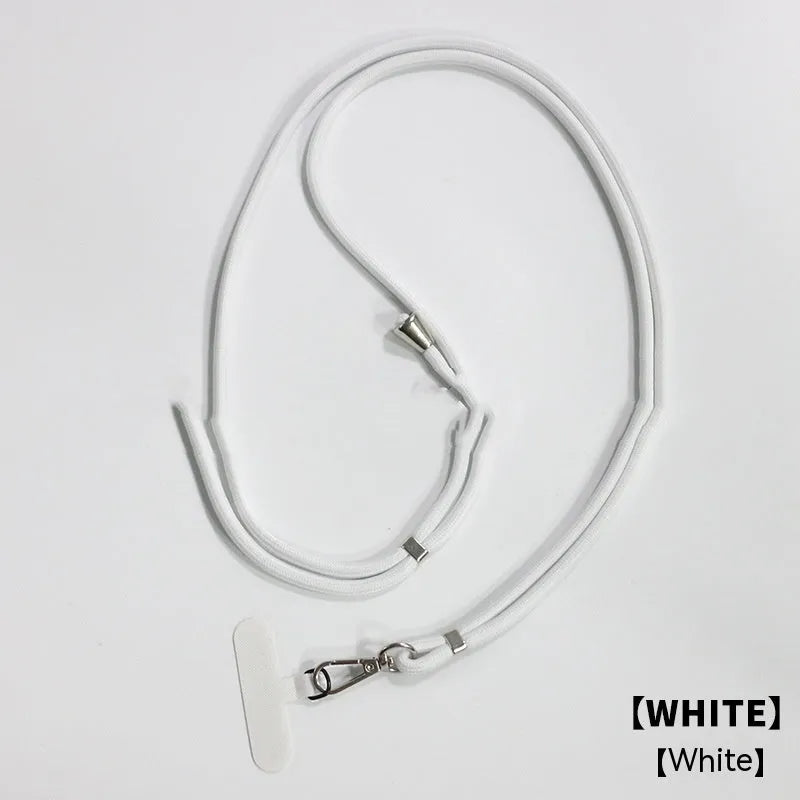 Nylon phone lanyard with clip in black, 160cm length, weighing 12g