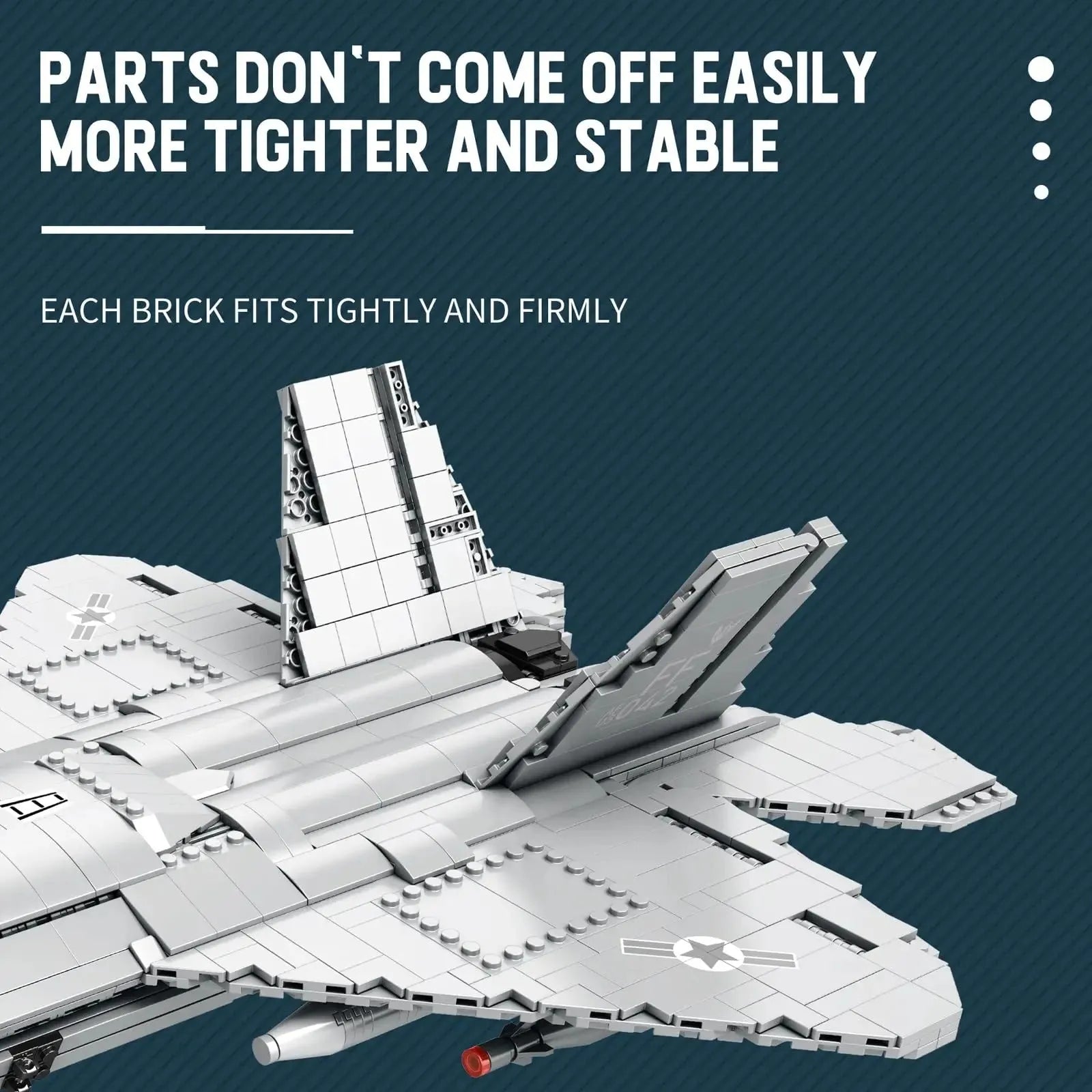 Aerospace military aircraft F-22 Raptor building blocks toy with 1837 pieces in colour box