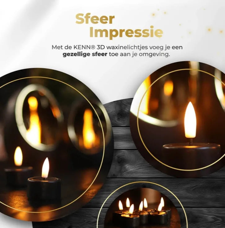 Set of four black S10 flameless LED tealight candles showing size.