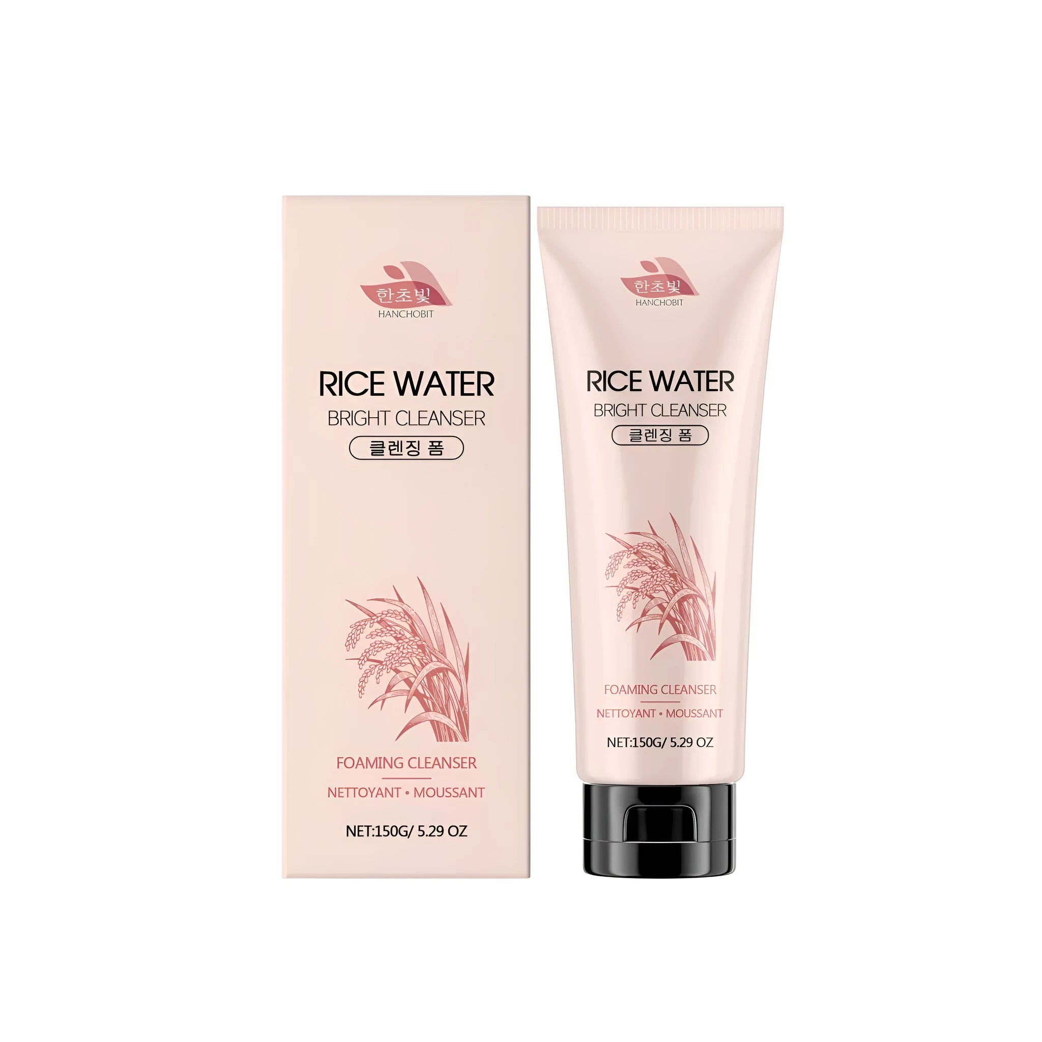 Rice Water Bright Cleanser 150g tube with hydrolyzed rice extract for daily gentle brightening facial cleansing