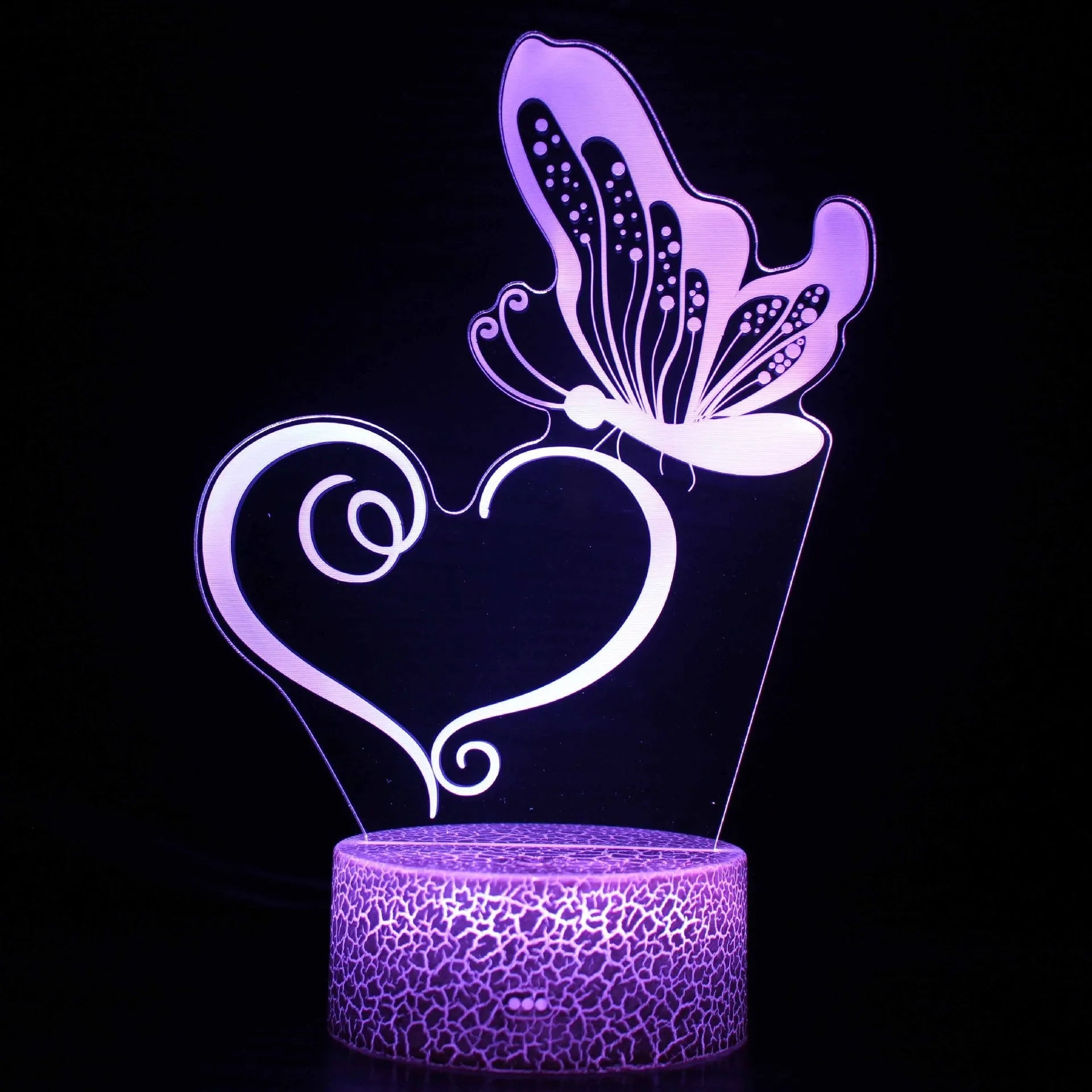 Small acrylic 3D USB table lamp with colourful touch control and crack base design on desk