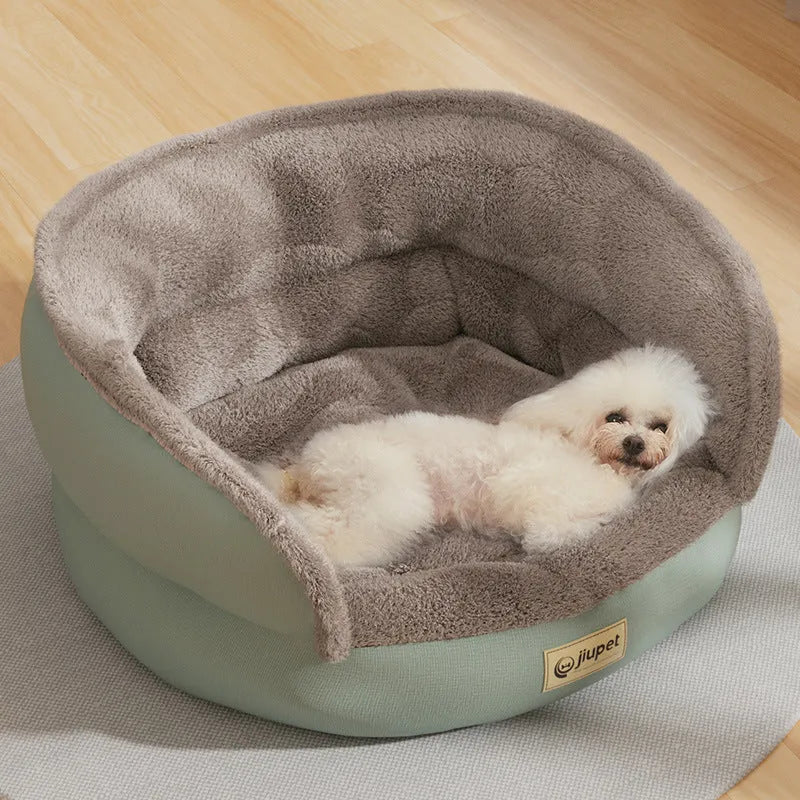 Four seasons universal sofa dog kennel in green with matching blanket, cloth material, M size