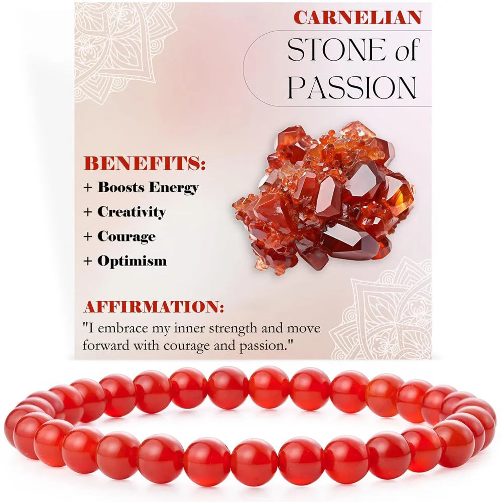 Handmade geometric agate stone bracelet with 6mm beads in African pine colour on a white background.