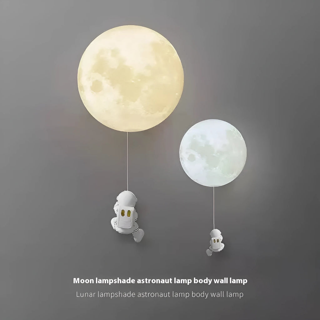Children's room moon wall lamp in Nordic minimalist style, 15cm diameter, white finish, mounted on wall