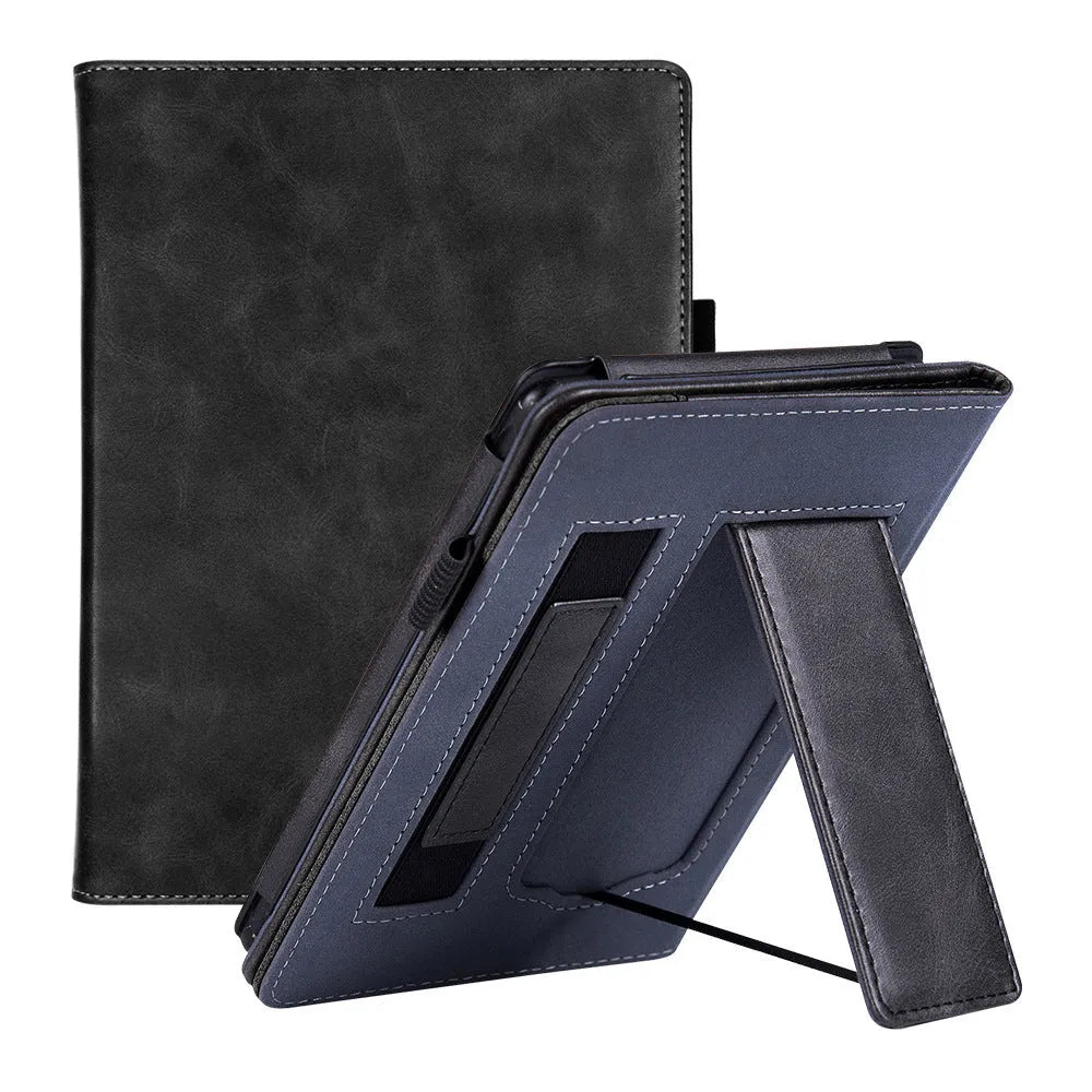 Kindle Paperwhite 11 leather case with integrated wrist strap shown in a selected colour option.