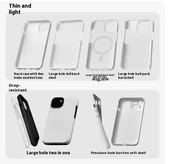 Scratch-resistant hard shell iPhone case for 12 to 16 series in glossy, frosted and half-package styles