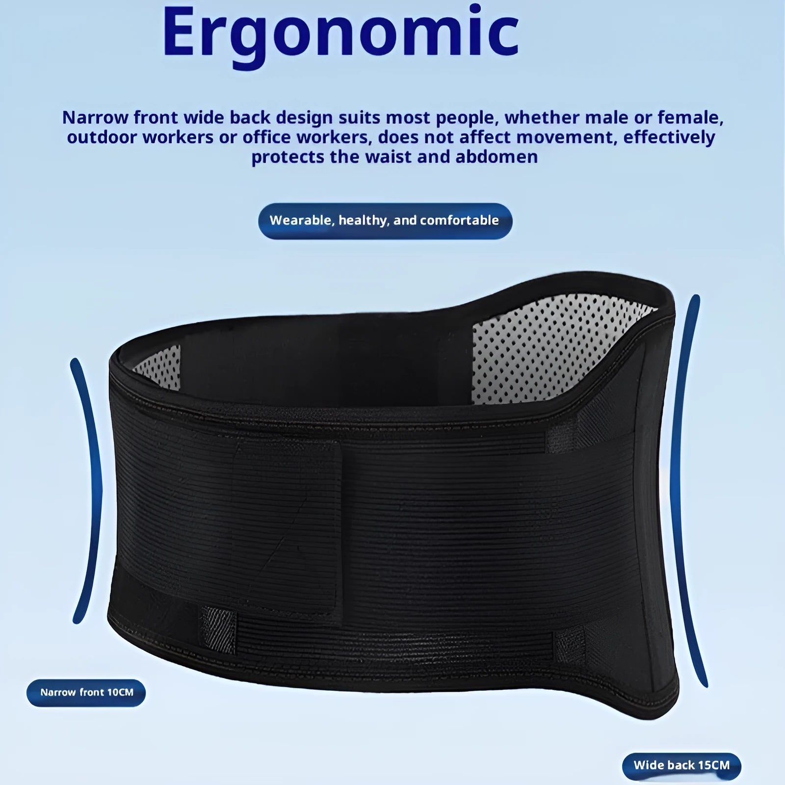 Waist supporter magnet steel plate lumbar belt in use during exercise, sizes M L XL