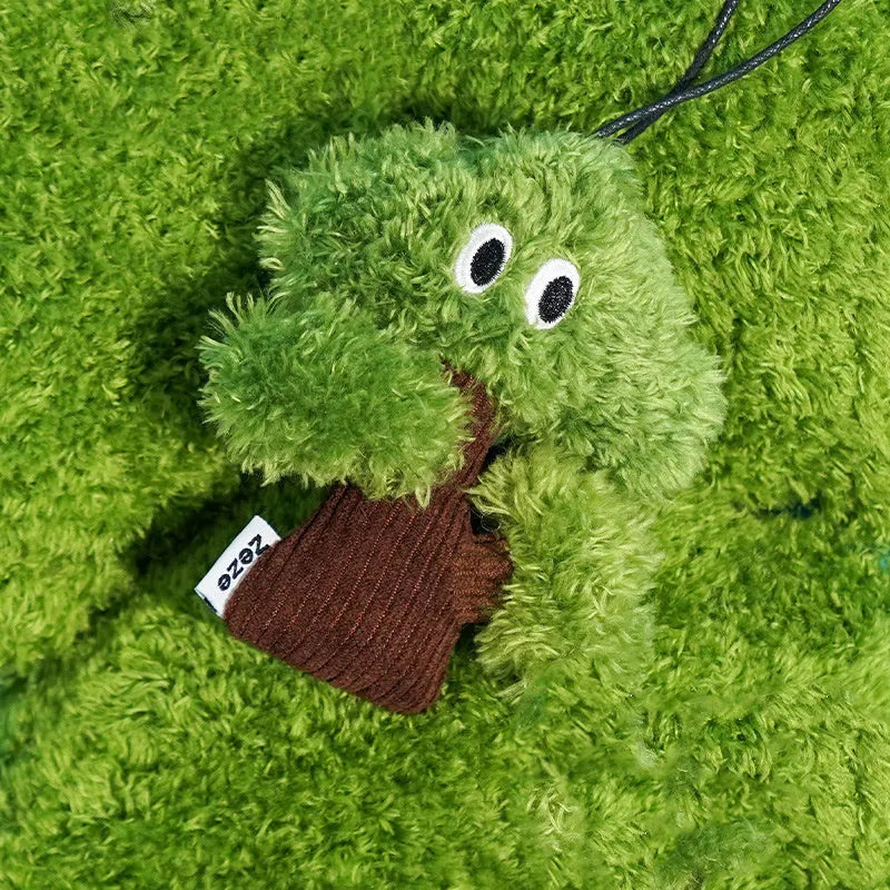 Pine tree shaped fabric cat toy pendant with catnip, shown in three sizes.