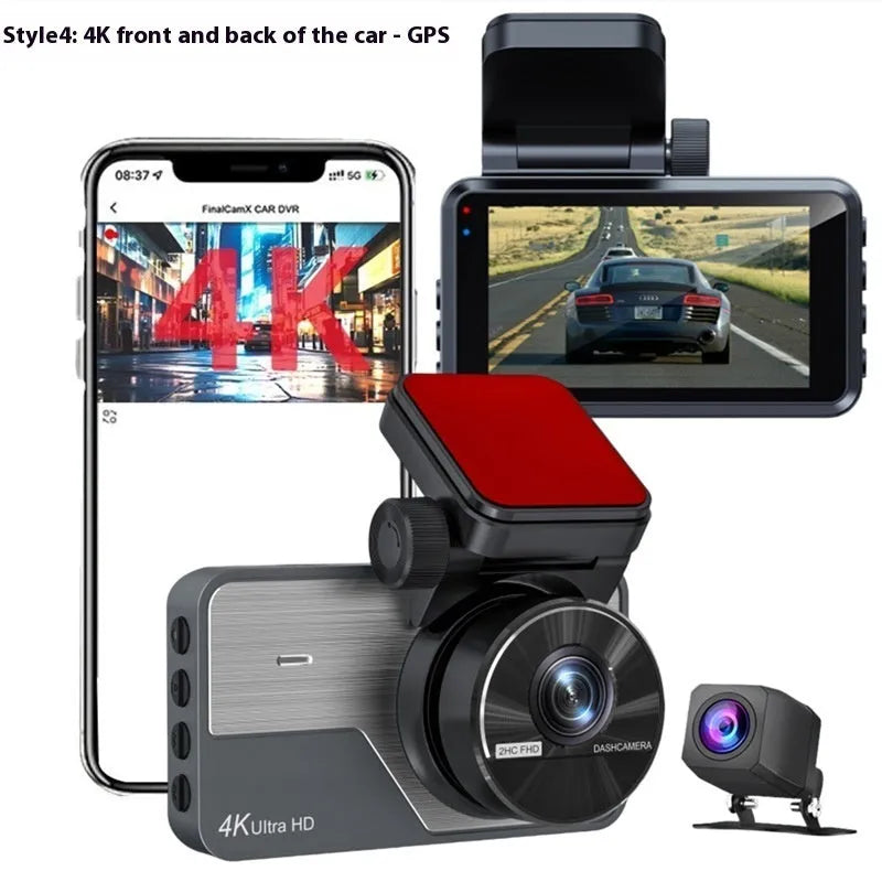 4K driving recorder with 3.0-inch screen, front and rear dual camera, night vision and GPS options