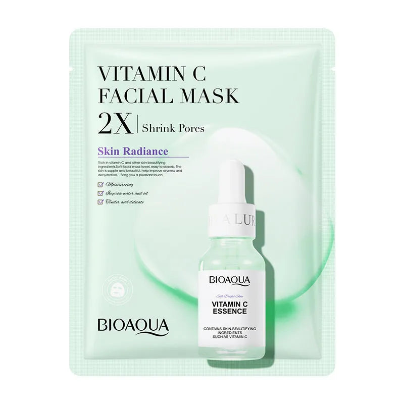 Single 30g collagen and hyaluronic acid facial sheet mask on packaging, with Centella, Vitamin C, Collagen variant options.