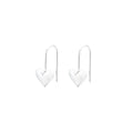 Korean-style glossy silver heart earrings with three-dimensional design and heart-shaped hooks