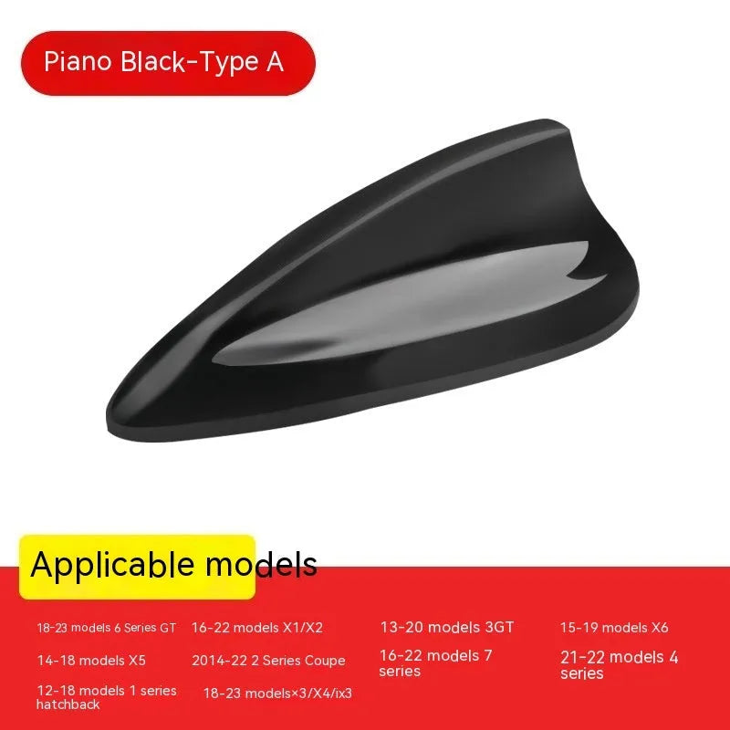 BMW shark fin antenna cover replacement in carbon fibre pattern and piano black finishes