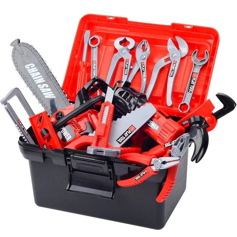 Children's plastic toy tool kit with electric hand drill option, 38 to 69 pieces, for ages 4-6