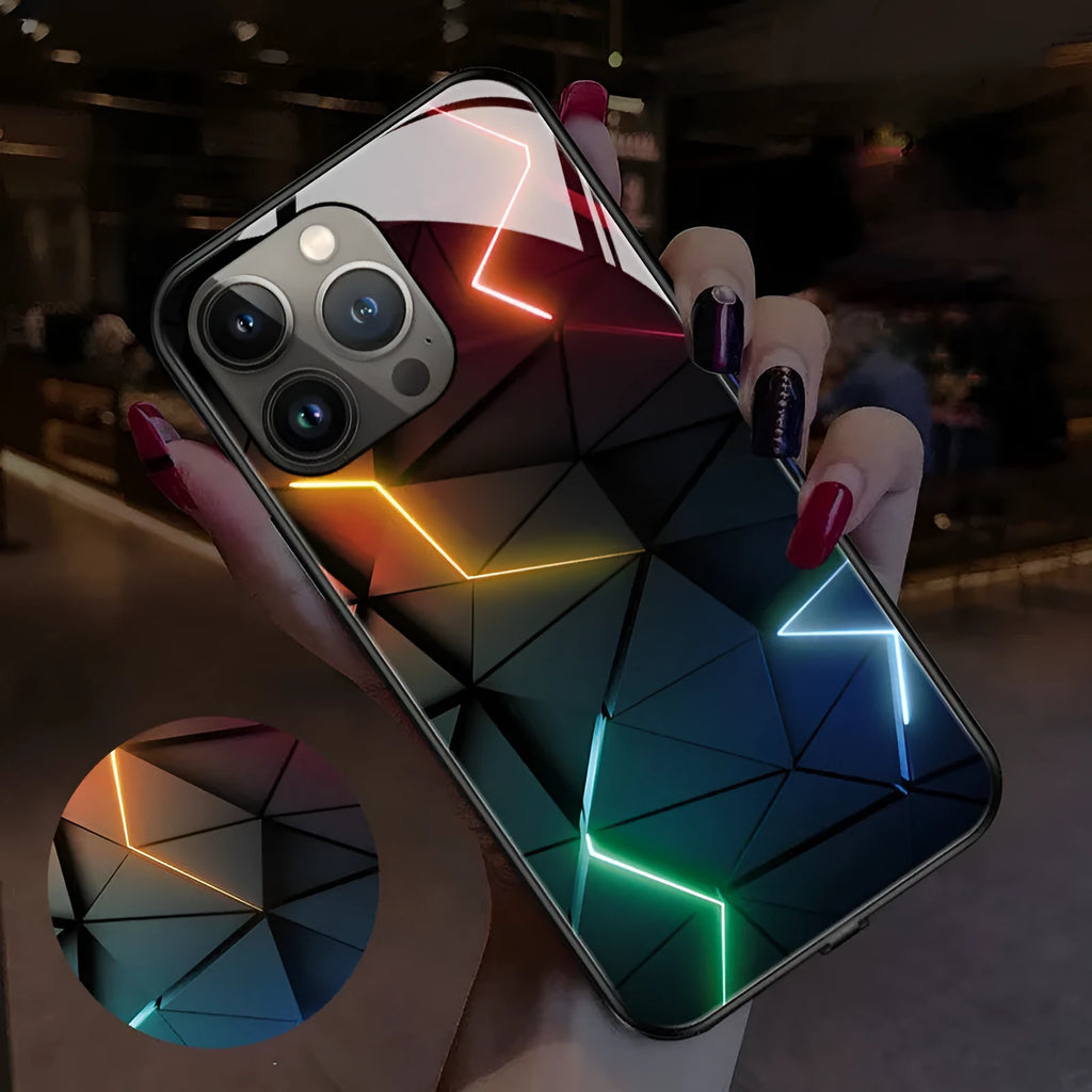 Clear luminous protective phone case for iPhone on a table