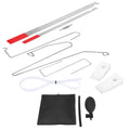 9-piece automotive tool set with air pump wedge, plastic wedges, metal hooks and crowbars