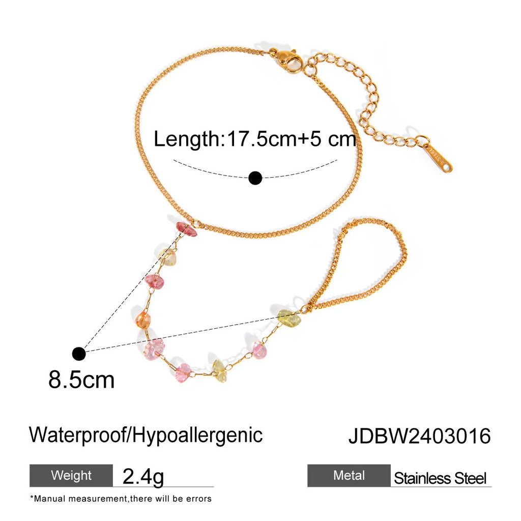 Fashion stainless steel broken stone chain ring geometric shape electroplating finish women travel commemoration gift