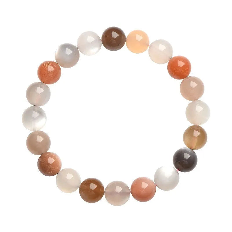 Natural colourful moonstone unisex bracelet with 8mm beads in a single circle.