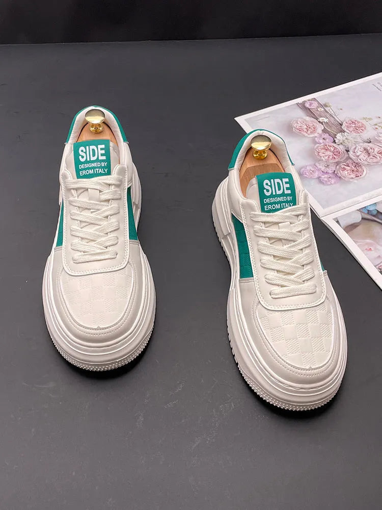 Unisex white and green casual sports shoes with cloth upper and rubber foam sole