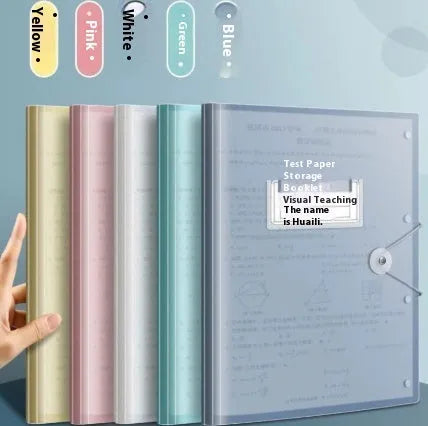 A3 test paper storage bag with multi-layer folder in translucent PP plastic for exam organisation